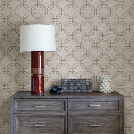 Brewster 2766-24406 Phaius Taupe Trellis Wallpaper