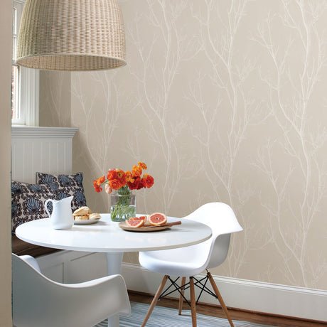 Brewster 2766-24638 Laelia Beige Silhouette Tree Wallpaper