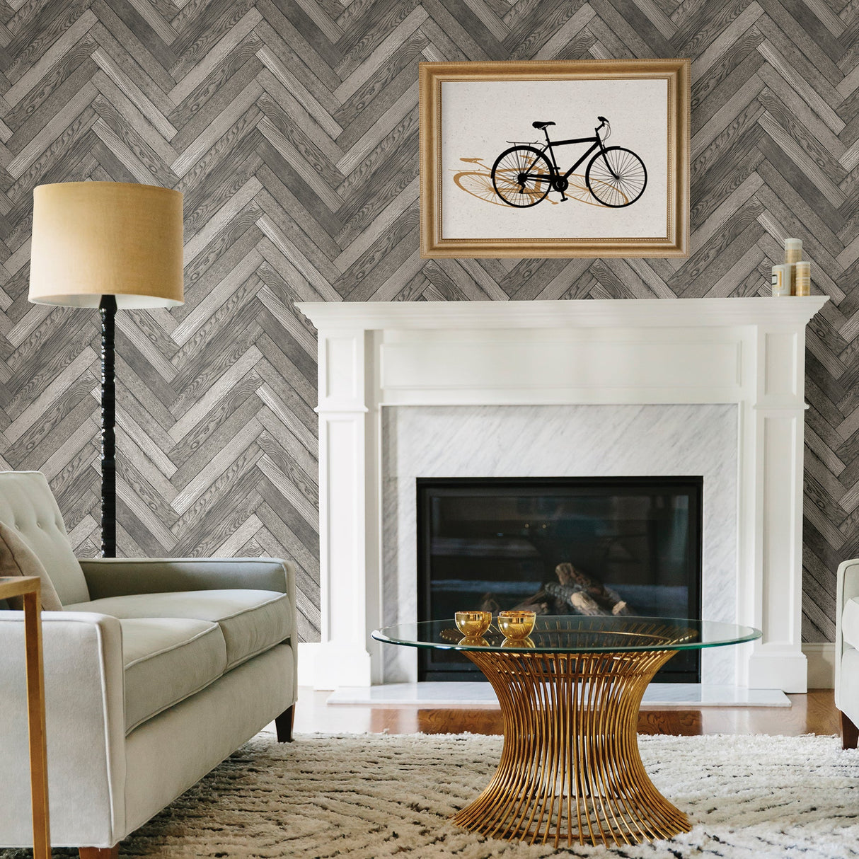 Brewster 2767-23755 Altadena Grey Diagonal Wood Wallpaper