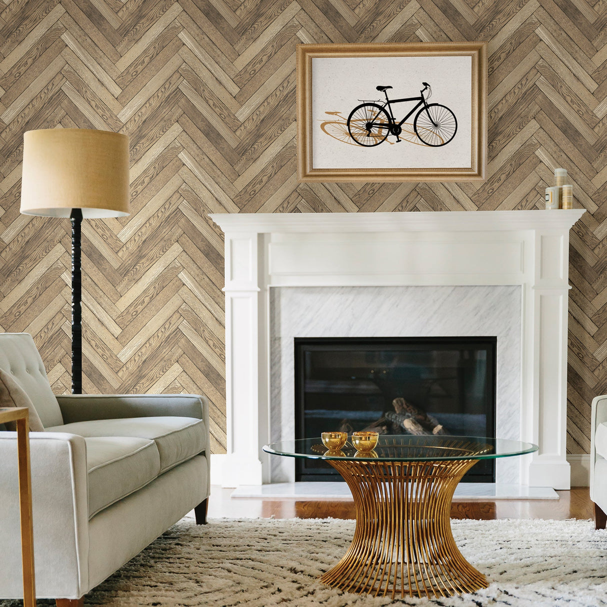 Brewster 2767-23756 Altadena Light Brown Diagonal Wood Wallpaper