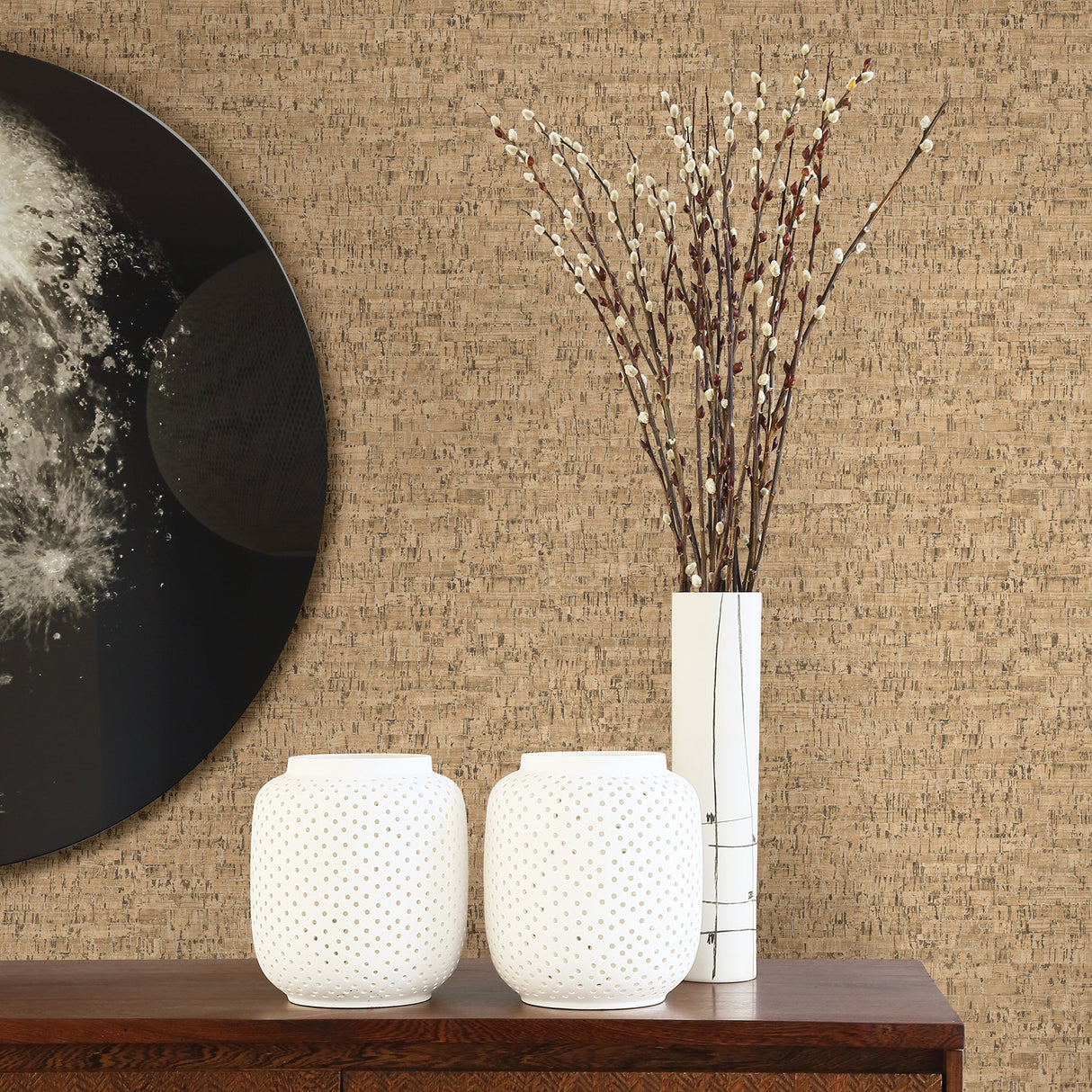 Brewster 2767-23770 Burl Neutral Small Faux Cork Wallpaper