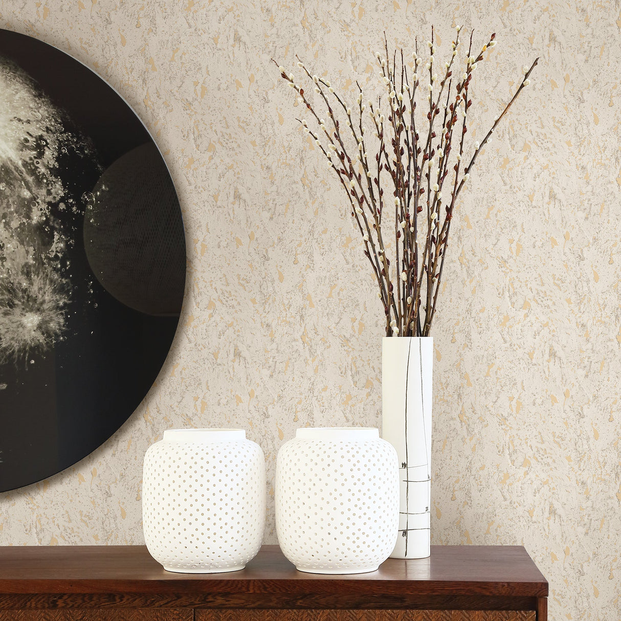 Brewster 2767-23771 Adrift White Large Faux Cork Wallpaper