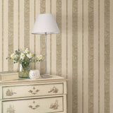 Brewster 2768-3227 Certosa Gold Floral Stripe Wallpaper