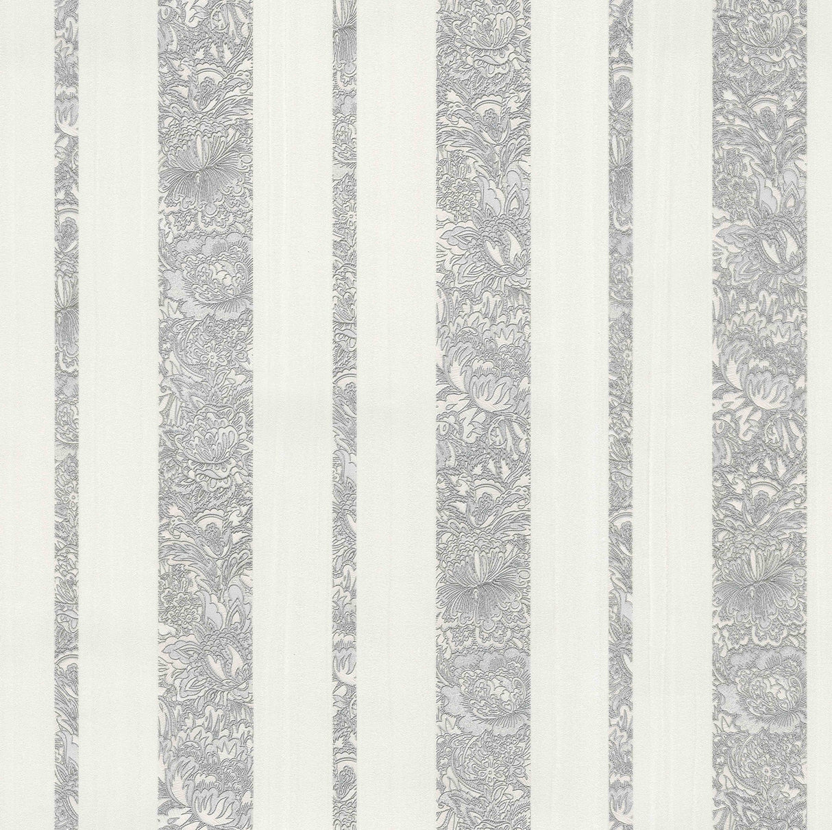 Brewster 2768-3230 Certosa Silver Floral Stripe Wallpaper