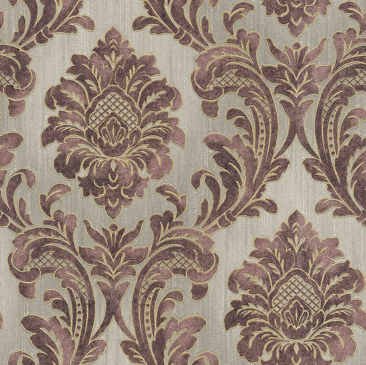 Brewster 2768-3243 Giudecca Eggplant Damask Wallpaper