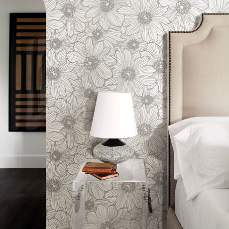 Advantage 2773-406658 Vivienne Silver Floral Wallpaper