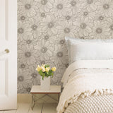 Advantage 2773-406665 Vivienne Taupe Floral Wallpaper