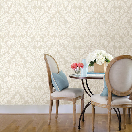 Advantage 2773-449020 Honor Beige Damask Wallpaper