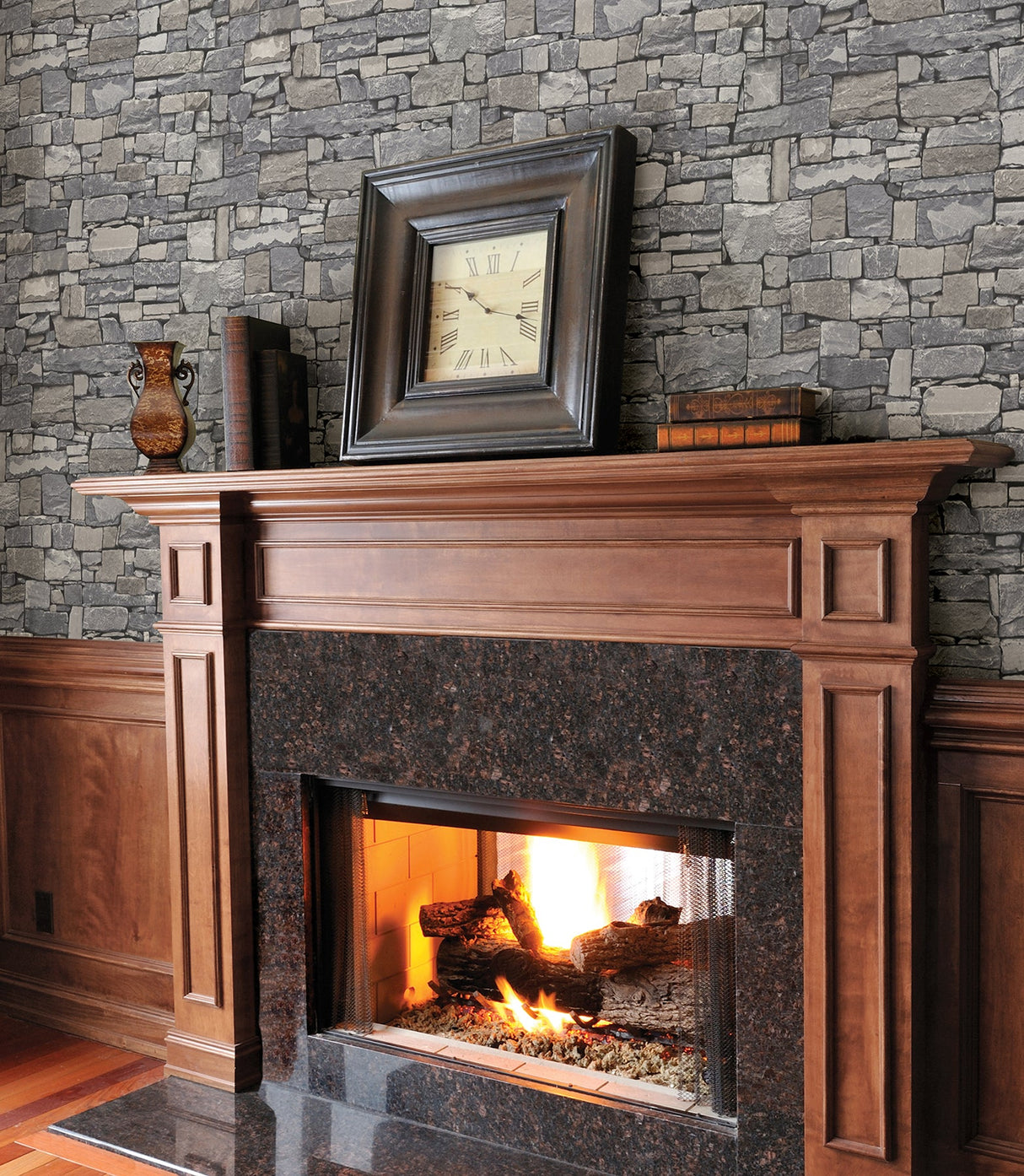 Advantage 2774-859102 Wrangell Grey Stacked Slate Wallpaper