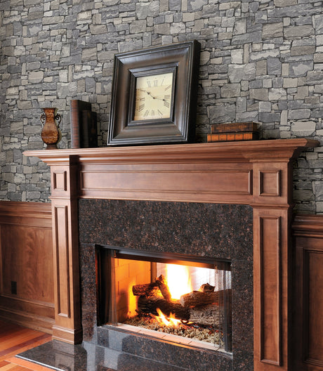 Advantage 2774-859102 Wrangell Grey Stacked Slate Wallpaper