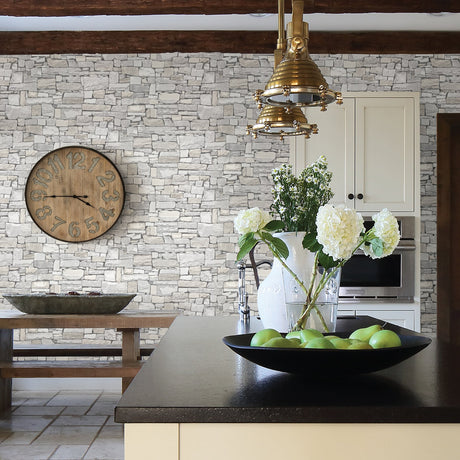 Advantage 2774-859126 Wrangell Cream Stacked Slate Wallpaper