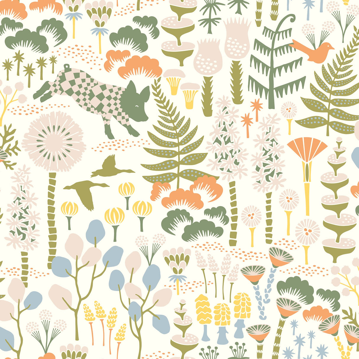 A-Street Prints 2782-1450 Hoppet Folk White Scandinavian Wallpaper
