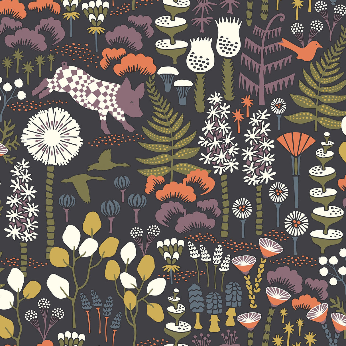 A-Street Prints 2782-1452 Hoppet Folk Black Scandinavian Wallpaper