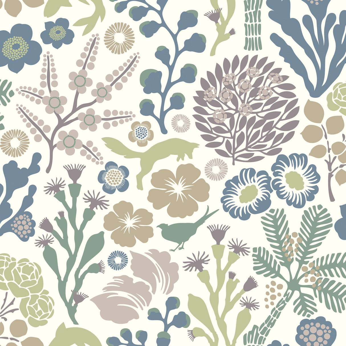 A-Street Prints 2782-1472 Flytta Green Fauna Wallpaper