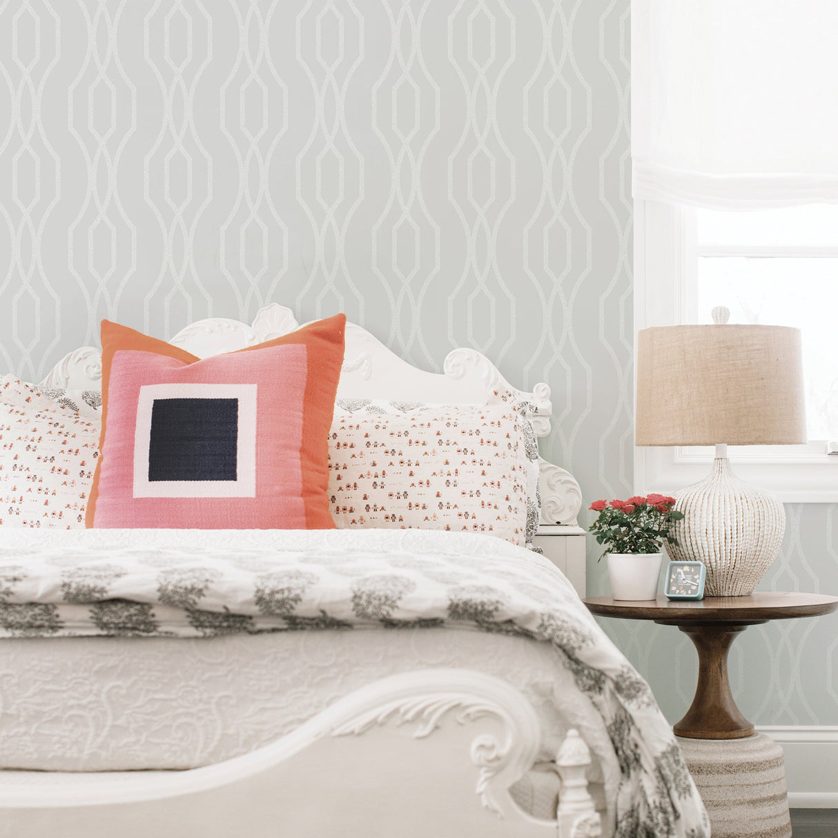 A-Street Prints 2782-24512 Coventry White Trellis Wallpaper