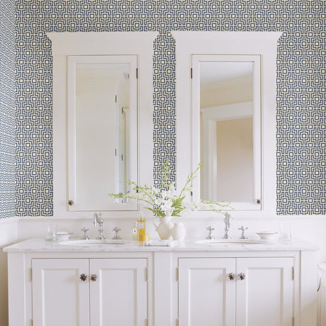 A-Street Prints 2782-24535 Boxwood Blue Geometric Wallpaper