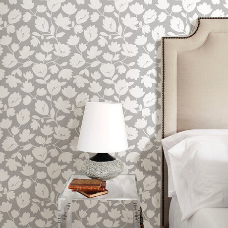 A-Street Prints 2782-24553 Astrid Grey Floral Wallpaper