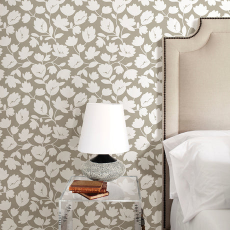 A-Street Prints 2782-24554 Astrid Taupe Floral Wallpaper