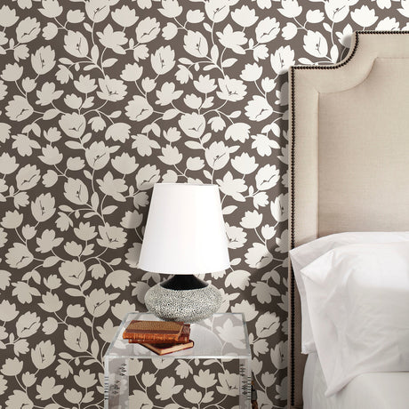 A-Street Prints 2782-24556 Astrid Chocolate Floral Wallpaper