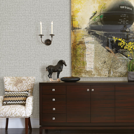 A-Street Prints 2785-24850 Graphite Palm Weave Wallpaper