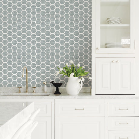 A-Street Prints 2793-24710 Aura Teal Honeycomb Wallpaper