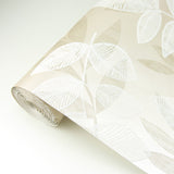 A-Street Prints 2793-87320 Chimera Champagne Flocked Leaf Wallpaper