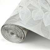 A-Street Prints 2793-87321 Chimera Silver Flocked Leaf Wallpaper