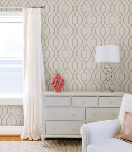 Advantage 2809-87713 Evelyn Bronze Trellis Wallpaper
