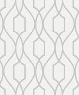 Advantage 2809-87714 Evelyn Silver Trellis Wallpaper