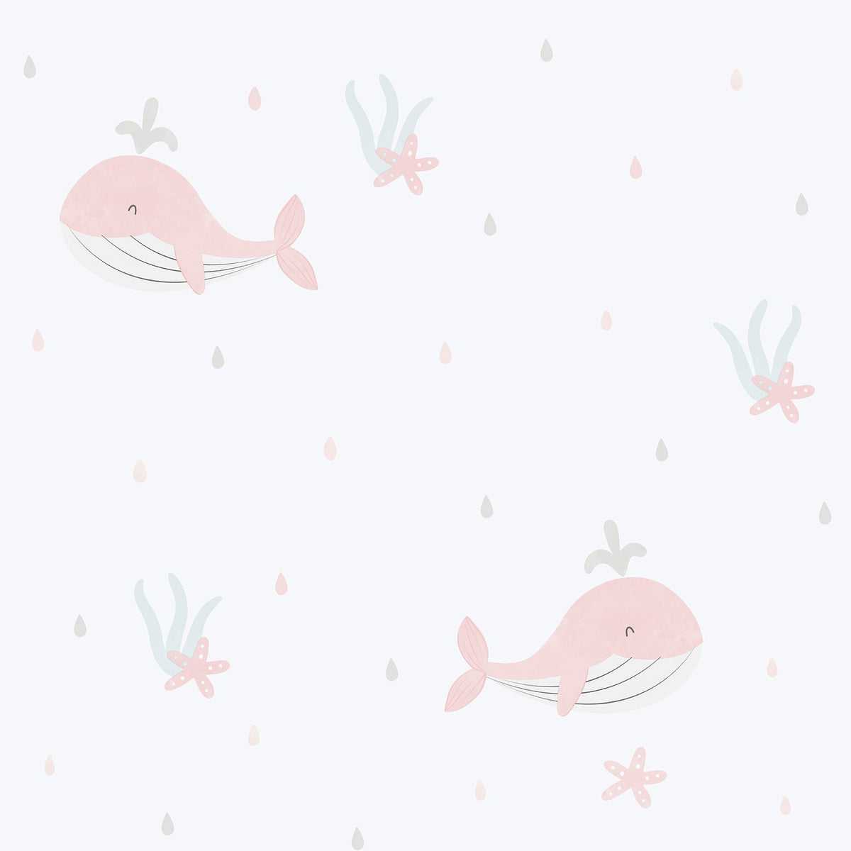 Galerie Bambino Little Whales Pink Sidewall 281-1