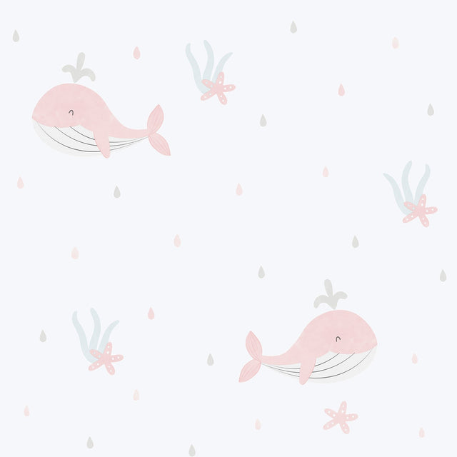 Galerie Bambino Little Whales Pink Sidewall 281-1