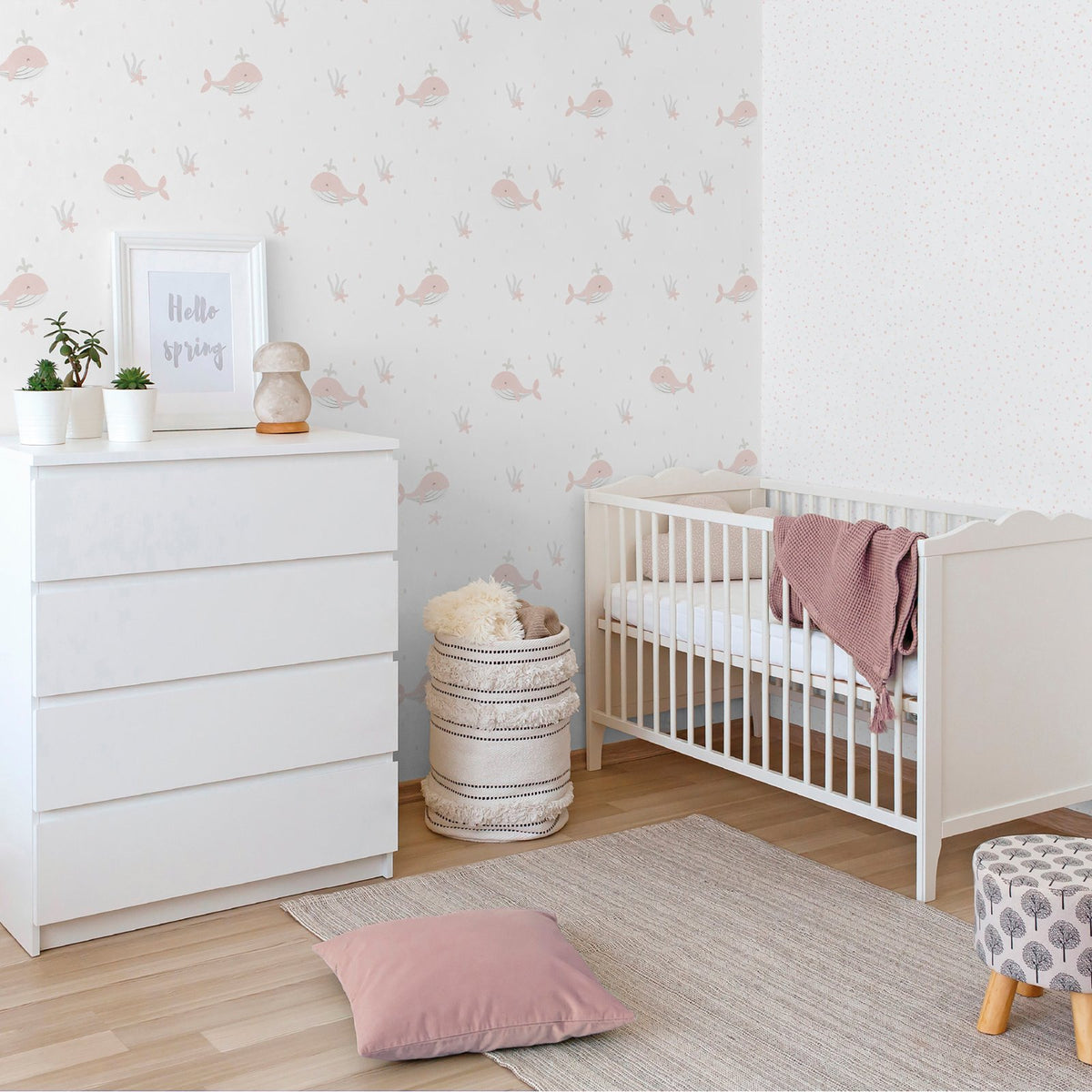 Galerie Bambino Little Whales Pink Sidewall 281-1