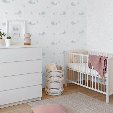 Galerie Bambino Little Whales Blue Sidewall 281-2