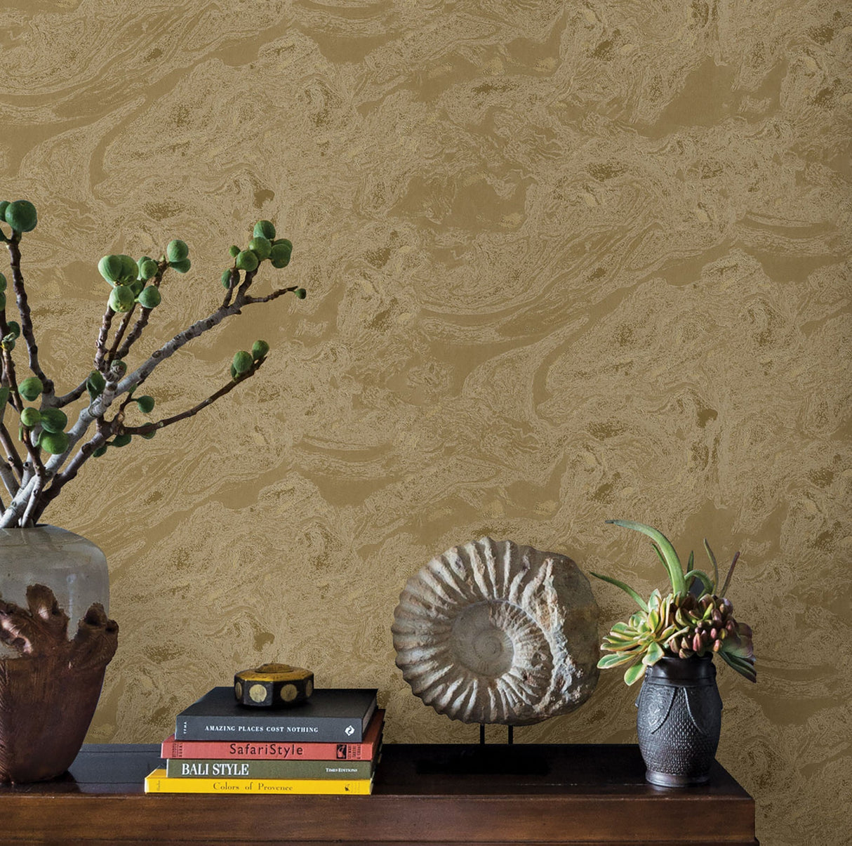 Advantage 2810-LH01622 Reyne Gold Marble  Wallpaper