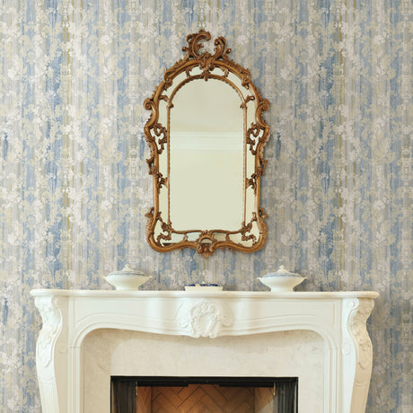 Advantage 2810-SH01026 Camilia Blue Damask  Wallpaper