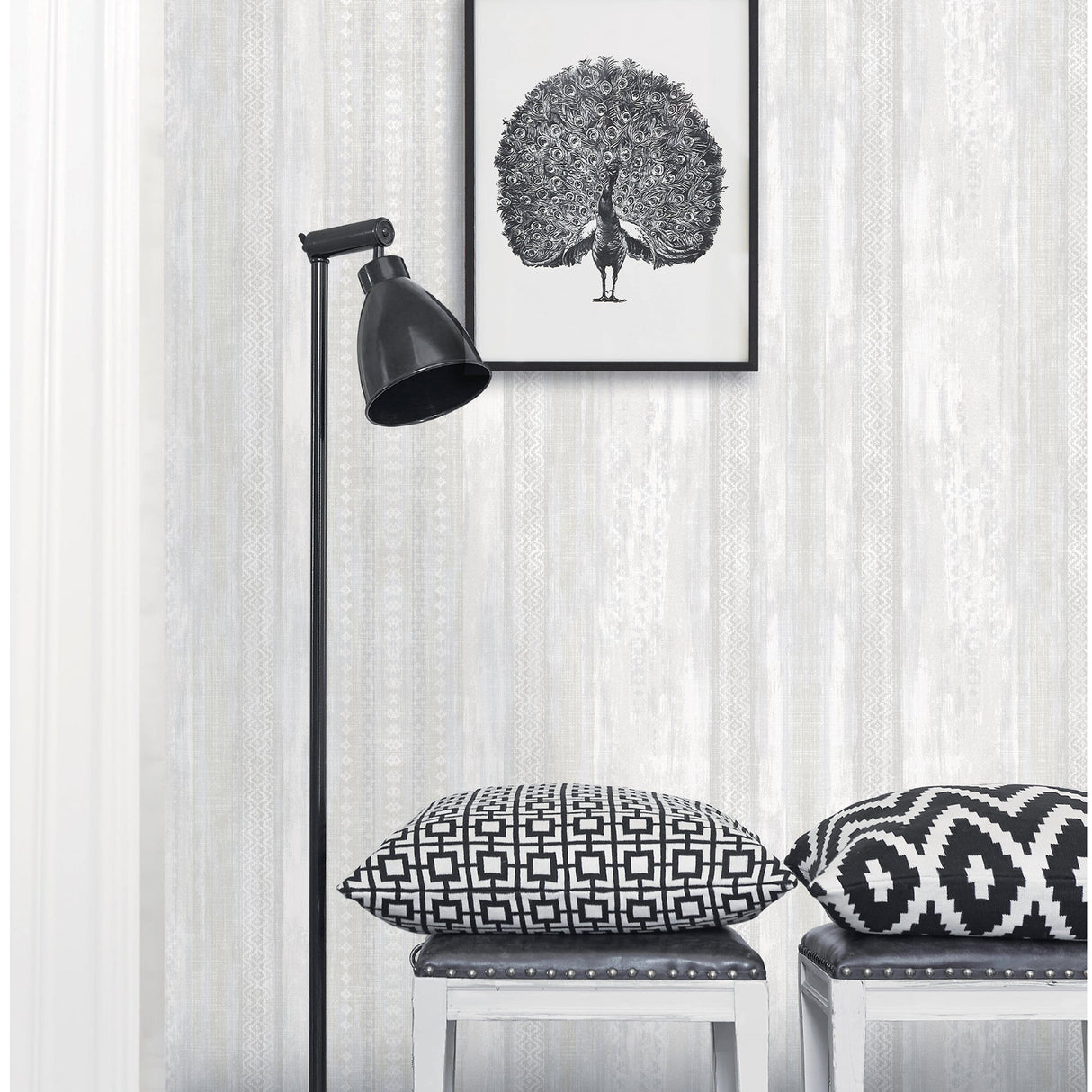 Advantage 2810-SH01081 Blair Dove Ikat Stripe  Wallpaper