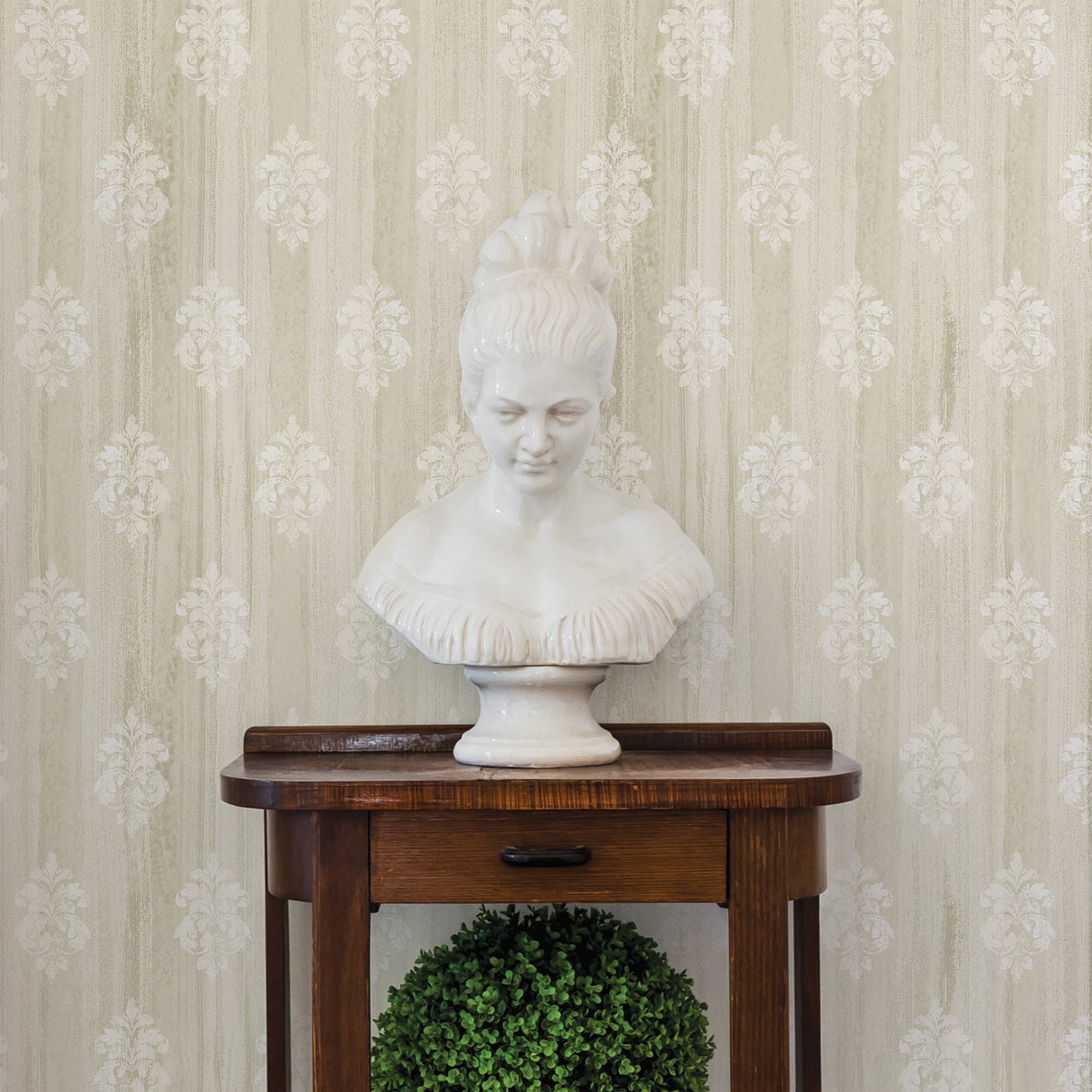 Advantage 2810-SH01124 Alison Beige Damask Motif  Wallpaper