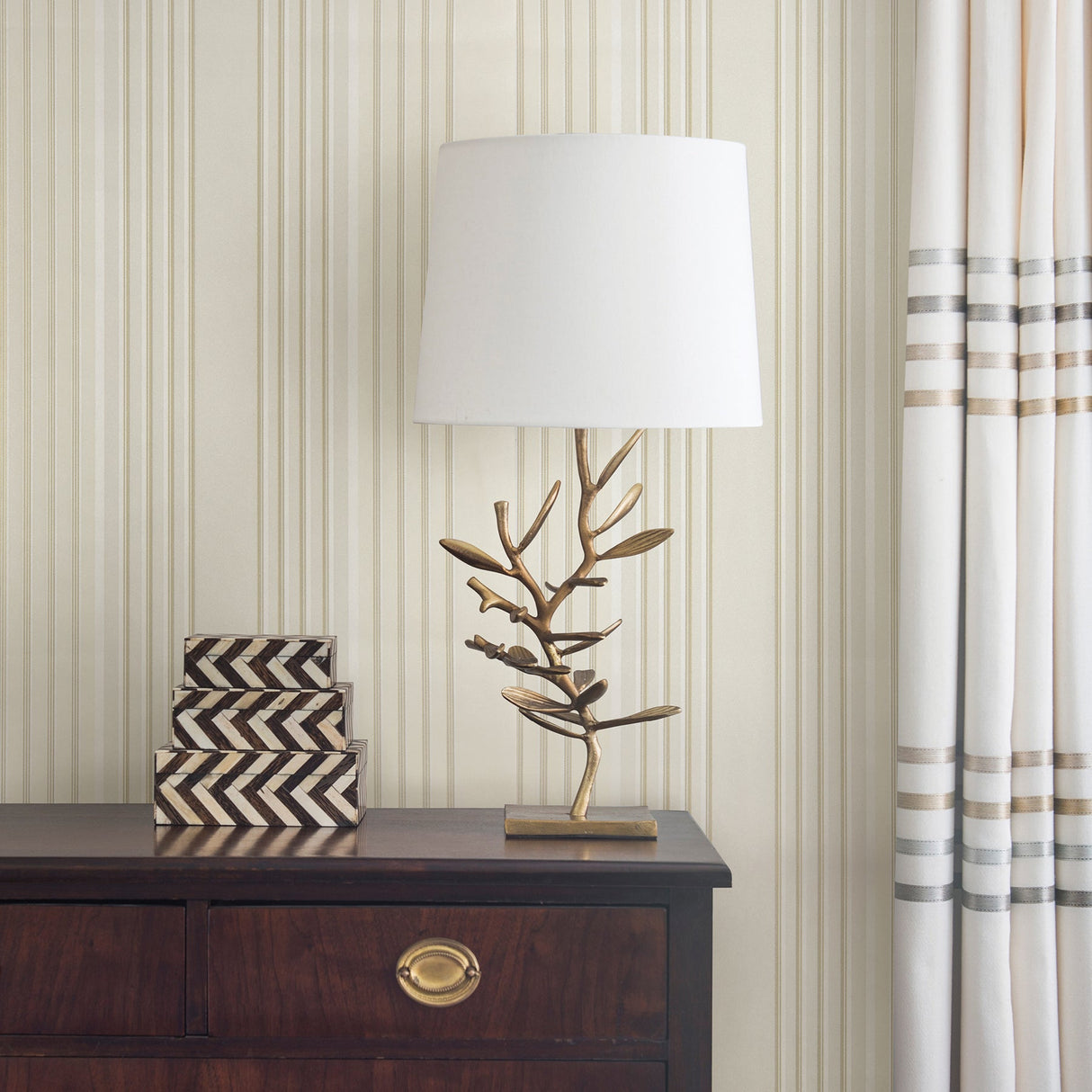 Advantage 2812-BLW10201 Vickie Cream Stripe Wallpaper
