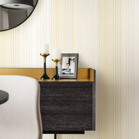 Advantage 2812-BLW10202 Vickie Light Yellow Stripe Wallpaper