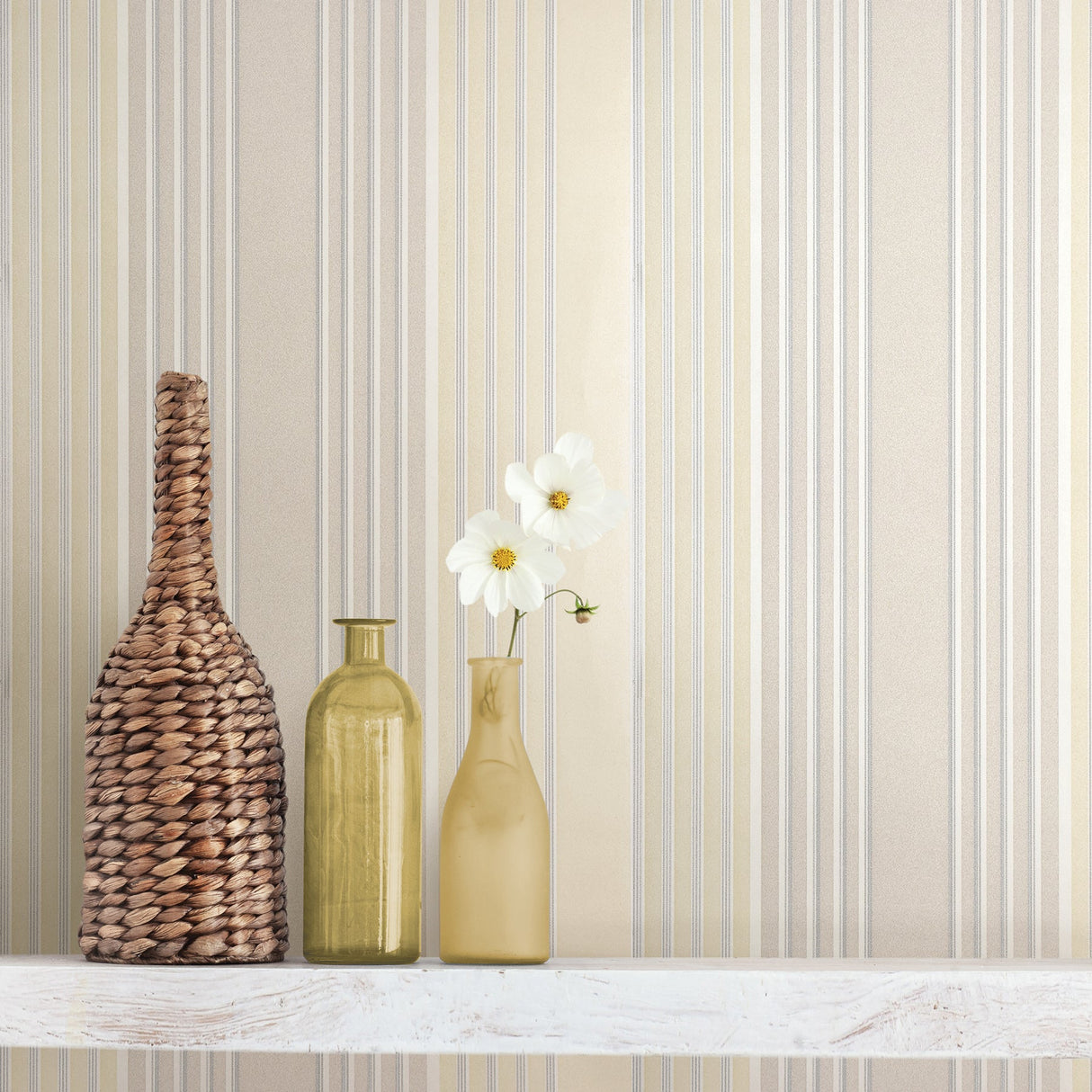 Advantage 2812-BLW10204 Vickie Taupe Stripe Wallpaper