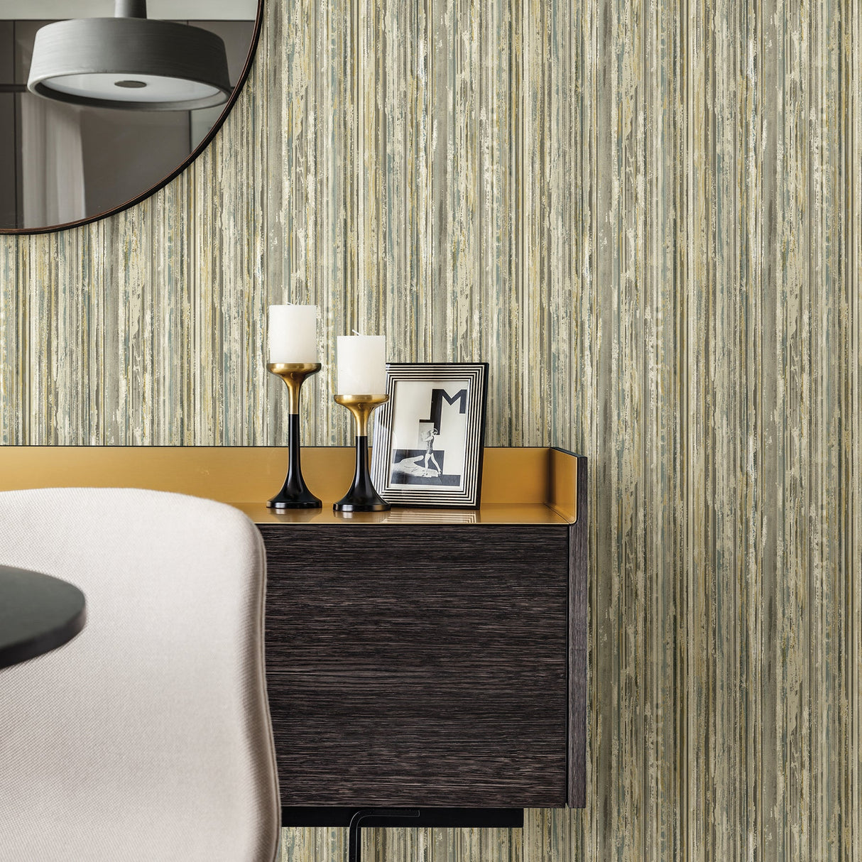 Advantage 2812-BLW20406 Savanna Olive Stripe Wallpaper