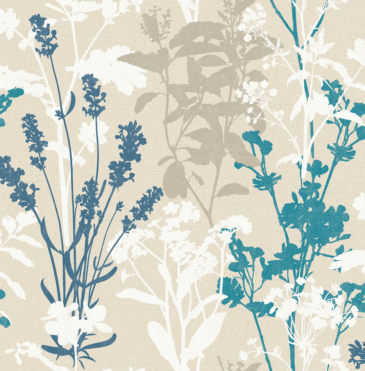 Advantage 2813-24572 Conant Teal Wild Flowers Wallpaper