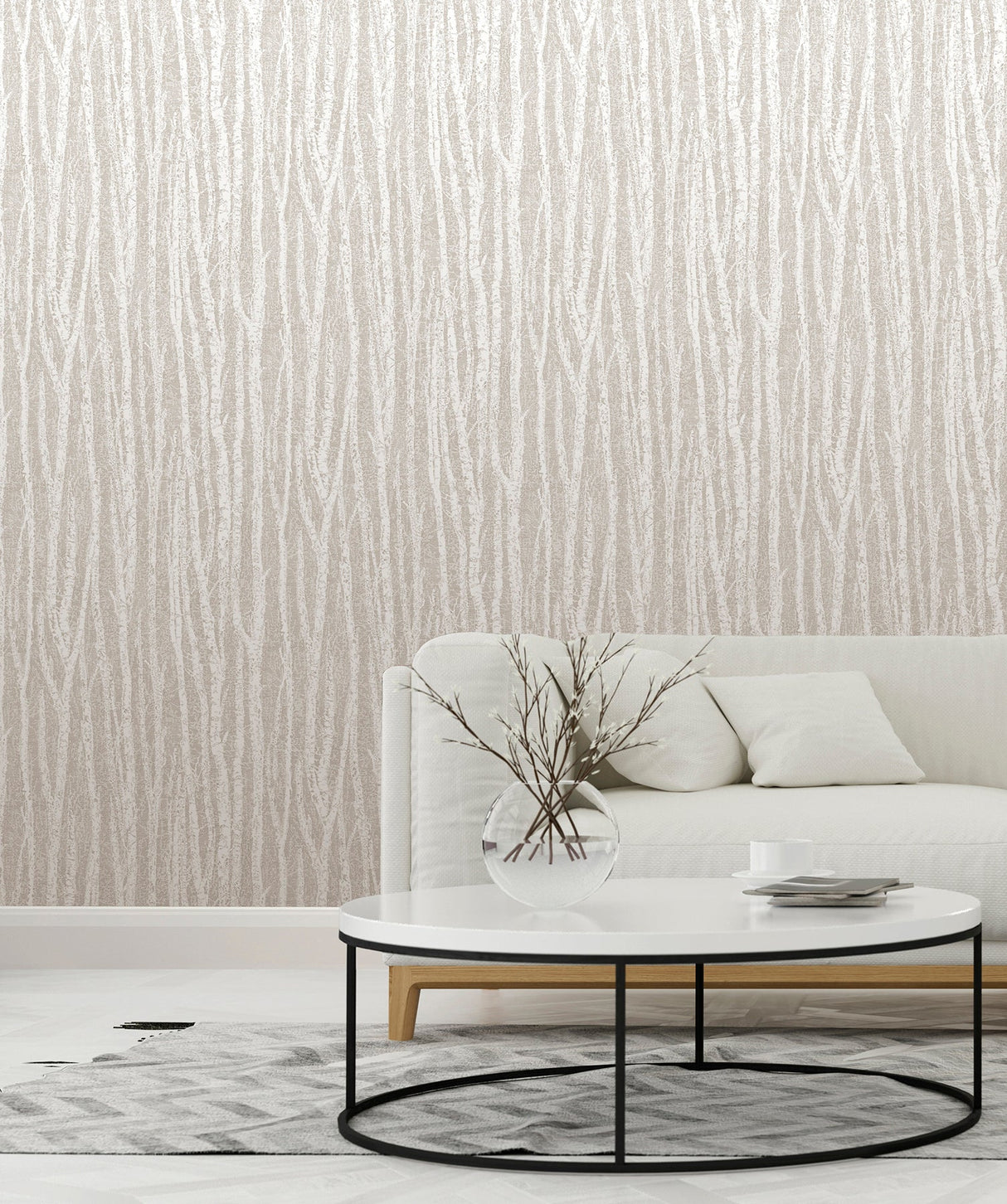 Advantage 2813-24579 Flay Taupe Birch Tree Wallpaper