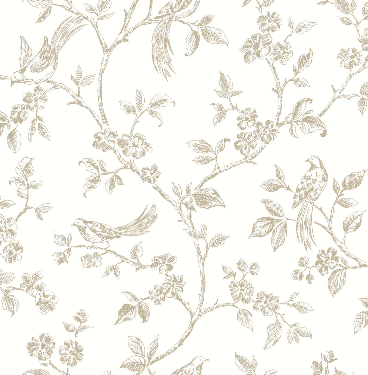 Advantage 2813-24974 Ray Taupe Bird Trail Wallpaper