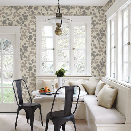 Advantage 2813-490831 Ripert Silver Leaf Silhouette Wallpaper