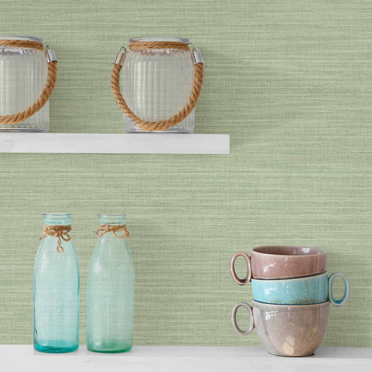 Advantage 2813-MKE-3126 Colicchio Light Green Linen Texture Wallpaper