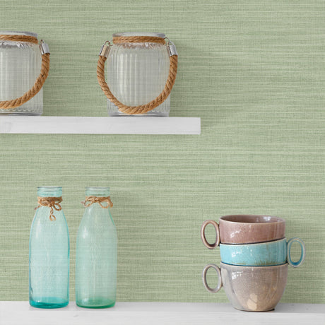 Advantage 2813-MKE-3126 Colicchio Light Green Linen Texture Wallpaper