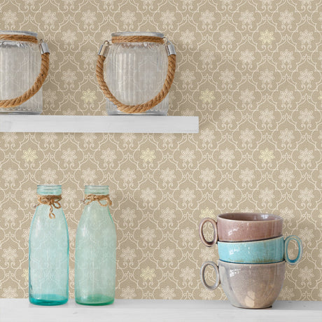 Advantage 2813-SA1-1095 Heston Beige Trellis Wallpaper