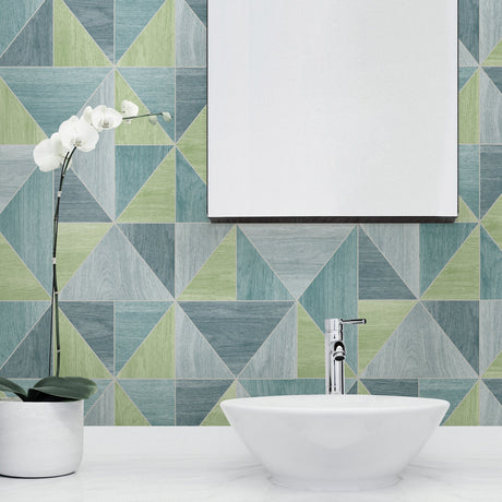 Advantage 2814-24961 Simpson Blue Geometric Wood Wallpaper
