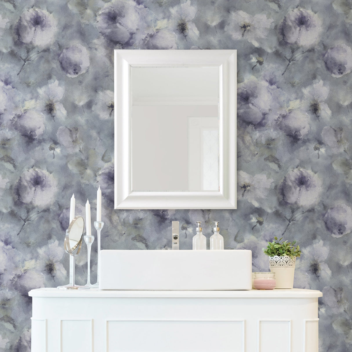 Advantage 2814-467307 Innocent Blue Watercolor Floral Wallpaper